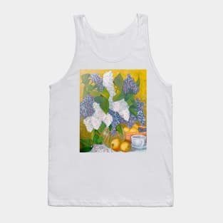 Still life with a bouquet of lilacs and fruits Tank Top